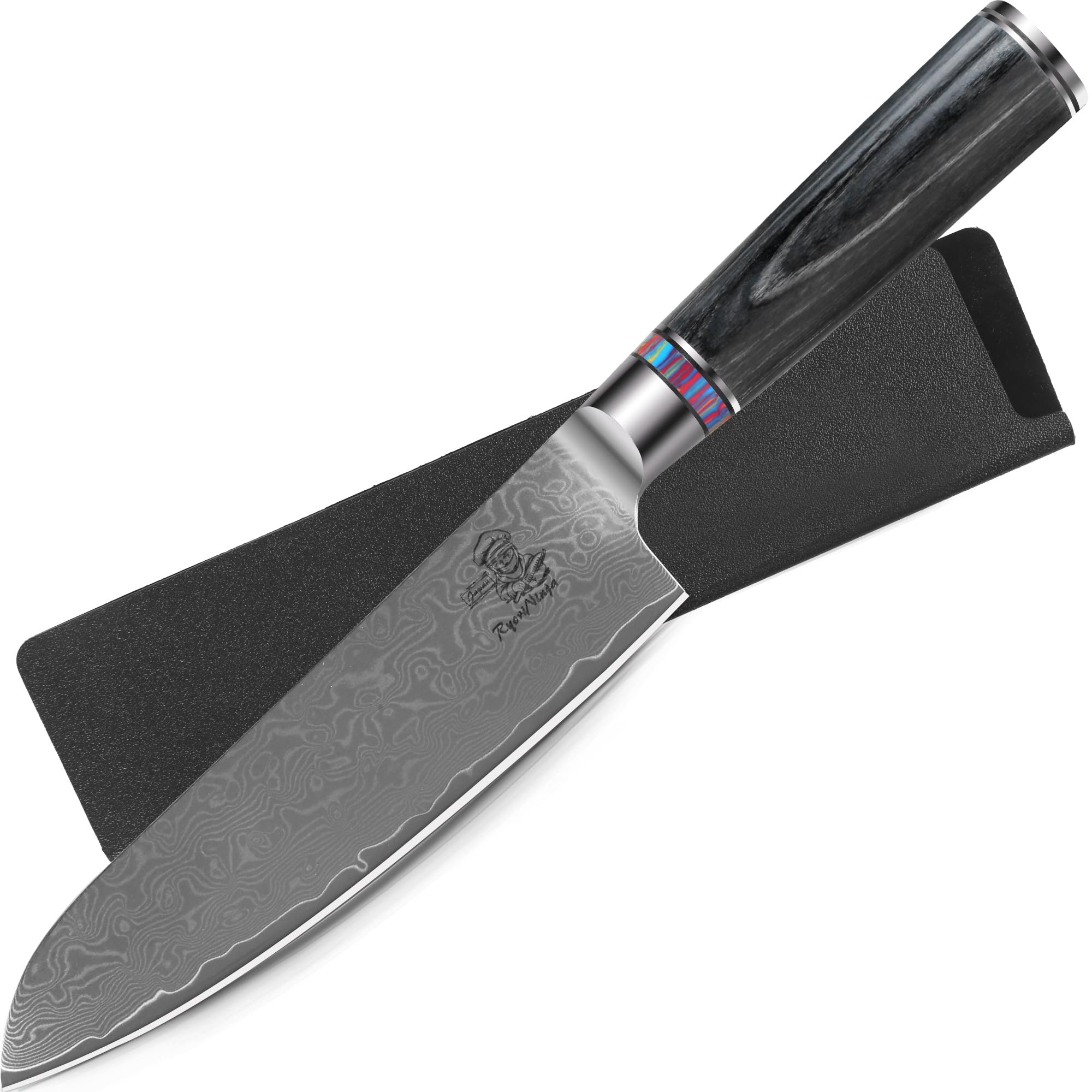 Amazon.com: RyoriNinja Damascus Chef Knife Japanese Steel Santoku